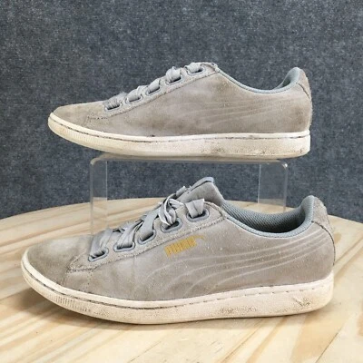 Puma туфли женщин 8 М Vikky ленты кроссовок серый замши низкий верхний шнурует вверх 364262 01 - Изображение 1 из 4