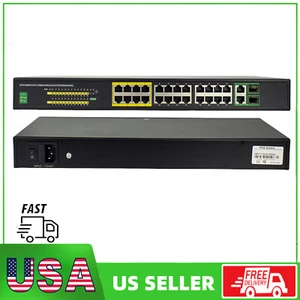 24 Port Gigabit Ethernet PoE Switch with 2 Uplink Gigabit SFP Port + 2 RJ45 Port - Picture 1 of 5