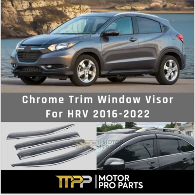 Viseras de ventilación de ventana cromadas deflector solar protectores de viento para Honda HR-V 2016-22 Foto 1 de 4