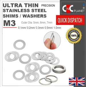 M3 Ultra Thin Washers Shims Spacer Flat Precision Gasket Stainless Steel Din 988 - Picture 1 of 3