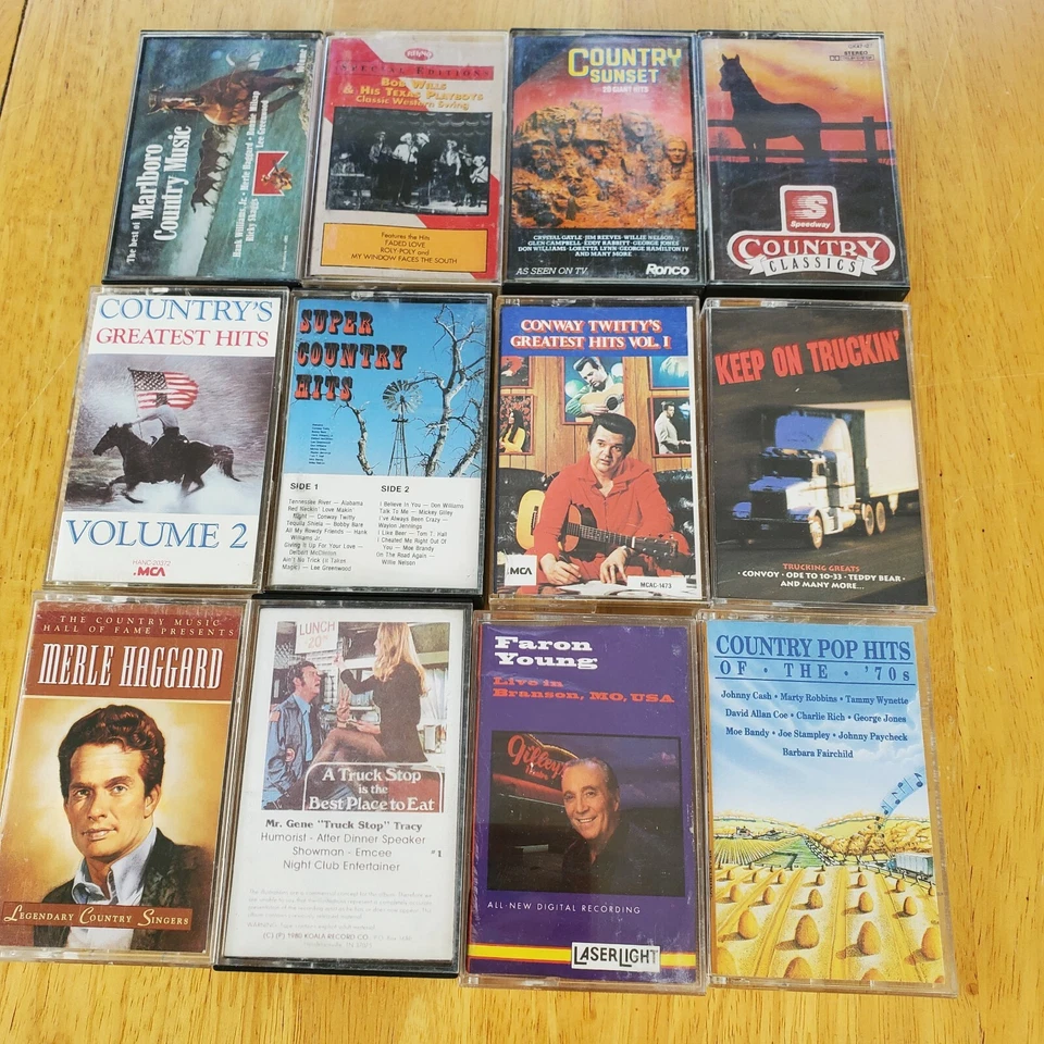 Vintage Country Music 12 Cassettes Marlboro Bob Wills Compilations Conway Twitty - Image 1 of 4