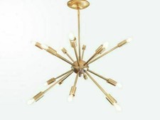 Mid Century, Modern Brass Sputnik chandelier,16 Arms starburst,patina