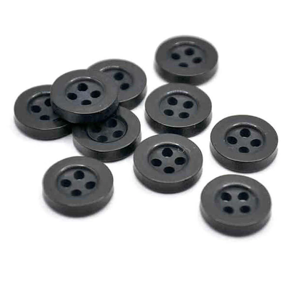 BLACK POLYESTER 4 HOLE SHIRT BUTTONS Sizes 9mm and 10mm - Image 1 of 1