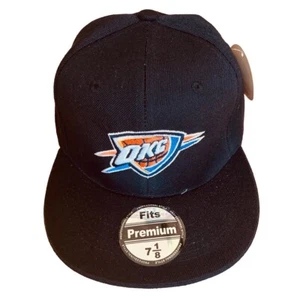 Mens Baseball Cap Fitted Hat Flat Brim Oklahoma City Thunder Multi Size Black - Picture 1 of 6