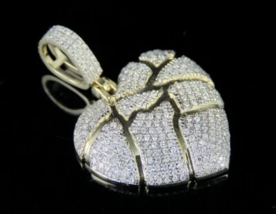 Покрытая желтым золотом подвеска с искусственным разбитым сердцем 1,25 карата 14 карат - Изображение 1 из 4