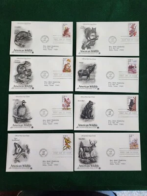 Lot Of 8 1987  American Wildlife Series USPS First Day of Issue Cover Deer Bear - Image 1 of 4