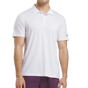 Reebok Men's Short Sleeve Performance Training Polo Shirt Wicking White Large - Picture 1 of 6