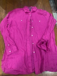 Preowned Lauren Ralph Lauren Linen Button Front Blouse Size L - Picture 1 of 7