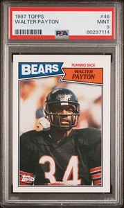 1987 Topps Football Walter Payton PSA 9 MINT. Bears HOF. Fresh Grade