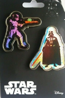 UK DISNEY STAR WARS PINS PIN SET - DARTH VADER / STORMTROOPER *NEW* - Image 1 of 2