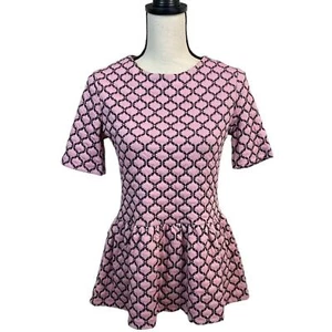 NWT Tyler Boe Crosby Jacquard Topper Knit Blouse Pink and Black - Picture 1 of 8