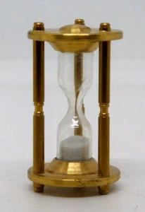 Hourglass Miniature Brass Timer 1 3/4 Inches Tall 5 Seconds Vintage Dollhouse - Picture 1 of 1