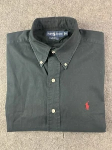 Ralph Lauren Blake Mens 100% Cotton Short Sleeve Button Down Shirt Size XL Black - Foto 1 di 8