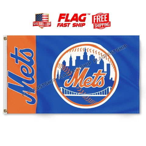 New York Mets Flag 3x5 FT Banner Logo Grommets Man Cave US Seller FREE Shipping Cover