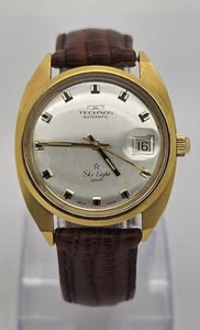 TECHNOS SKY LIGHT 36MM AUTOMATIC CAL 2622 GOLD TONE WATCH - Picture 1 of 20