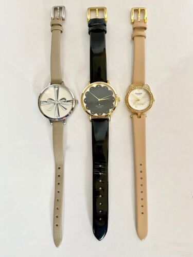 3 Kate Spade Watches - Cat, Silver Bow, Black & Gold