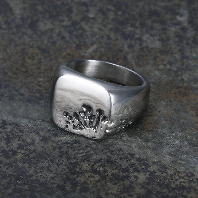 Polished Ring Square Men's Bands Stainless Steel Ring Silver Fashion Personality - Image 1 of 3