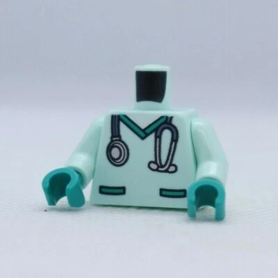 TORSO - Abrigo de laboratorio de estetoscopio plateado Doctor Scrubs NUEVO LEGO® pieza de minifigura Foto 1 de 2