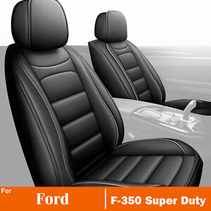 Car Seat Cover PU Leather Front Row Cushion For Ford F-350 Super Duty 2001-2024