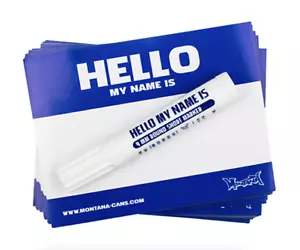100 MONTANA BLUE 'HELLO MY NAME IS' STICKERS W/MARKER! Blank Graffiti Slaps Pack - Picture 1 of 2