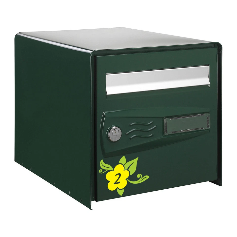 * 1 Sticker Numéro pour Boite aux Lettres - Modèle Fleur 2 couleurs * - Photo 1/4