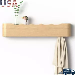 Wall Mounted Coat Rack W/ Shelf Hidden Hooks Entryway Storage Organizer Home New - Picture 1 of 8