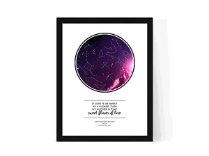 Personalised MOM SWEET FLOWER OF LOVE Custom Star map Night sky/Mothers day gift - Picture 1 of 5