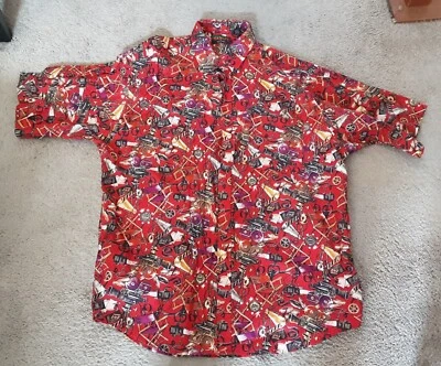 Tango By Max Raab Red Movie Themed Button Front Short Sleeve XL Shirt Made In US - Image 1 of 4