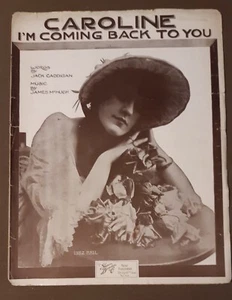 1908 Caroline I'm Coming Back to You Vintage Klaviernoten von Jack Caddigan - Bild 1 von 3
