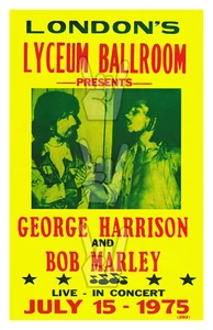 GEORGE HARRISON 1975 POSTER 11x17 LYCEUM LONDON UK CONCERT POSTER BOB MARLEY - Foto 1 di 1