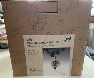 NEW FIGI Lily Hummingbird Feeder Blown Glass with Handcrafted Glass Attachment - Picture 1 of 13