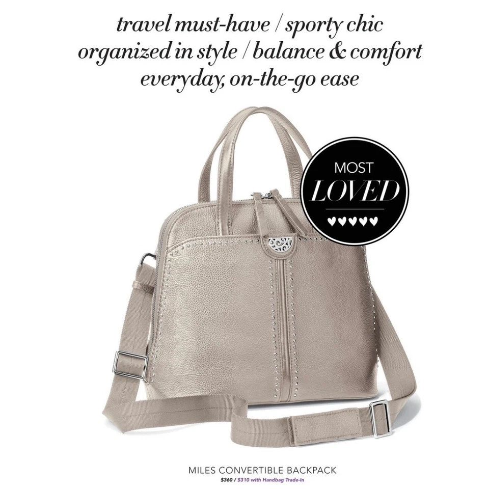 Mini Mochila Cartera de Cuero Convertible Brighton Miles Beige Serpiente Dije Y2K Foto 1 de 4