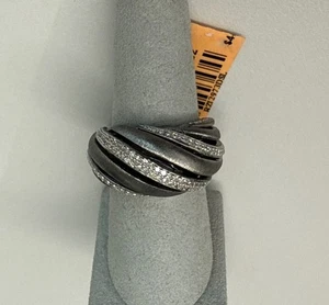 EFFY BH Anello Argento Diamante 0,57 CT Misura 7,0 Forma Ovale con Rodio Nuovo con etichette - Foto 1 di 8