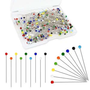 Spilli da Sarta 300 Pcs Testa Vetro 38mm Spilli Dritti Tonda, Spille Da Cucito - Foto 1 di 12