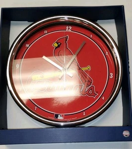 St Louis Cardinals 12 inch Chrome Plated Wall Clock Wincraft New - Picture 1 of 5