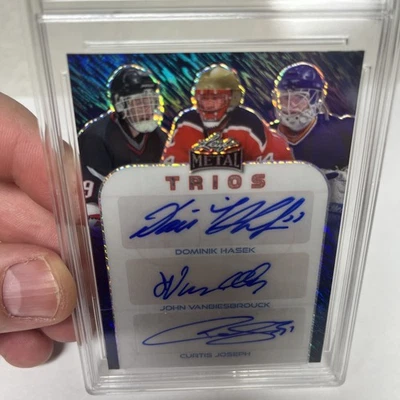 2023 LEAF METAL HOCKEY LEGENDS TRIPLE AUTO HASEK/VANBIESBROUCK/JOSEPH 1/1 SWEET! - Image 1 of 4