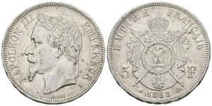 France. Napoleon III. 5 Francs. 1868. Paris A. Km#799.1. Ar. 24.88g. Mbc. - Picture 1 of 1