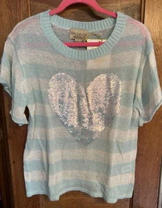 NWT Wildfox White Label Brigette’s Heart Lake House Sweater Iridescent Sequins S - Picture 1 of 7