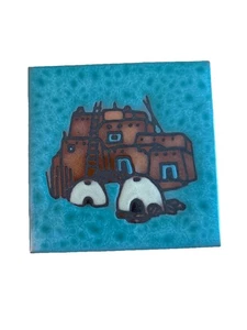 Cleo Teissedre Arte Azulejo Pueblo Vivienda Posavasos Remache Decoración de Pared 4x4 - Imagen 1 de 6