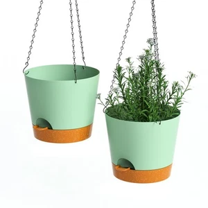 Hanging Planters for Indoor Outdoor Plants 2 Pack Self Watering Pot - Picture 1 of 7