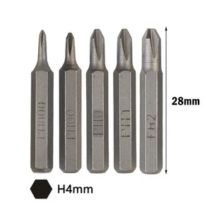 Screwdriver Bits PH000 PH1 Replacement 4mm Shank Cross H4x28mm Hex PH0 - Picture 1 of 40
