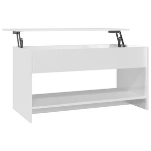 High Gloss Lift-Top Rectangle Coffee Table Wooden Sofa Lounge Side Storage White - Picture 1 of 9