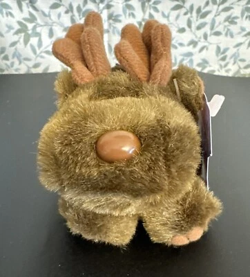Vintage Swibco Puffkins 6612 GUS Moose Keychain with Tag Brown Soft Plush Toy - Image 1 of 4