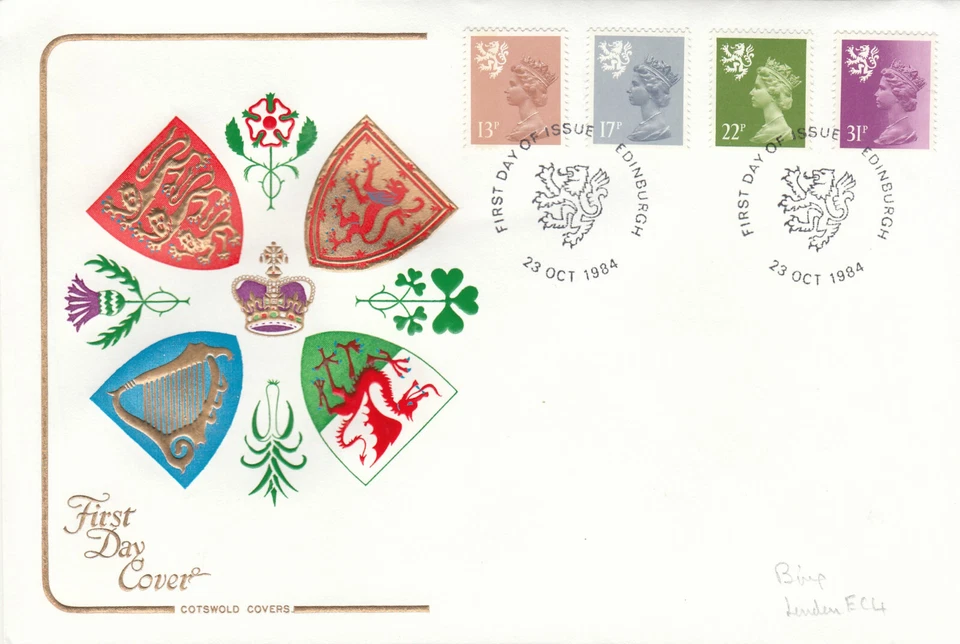 31p 22p 17p 13p Scotland Cotswold FDC Edinburgh 1984 NO INSERT (139597) - Image 1 of 1
