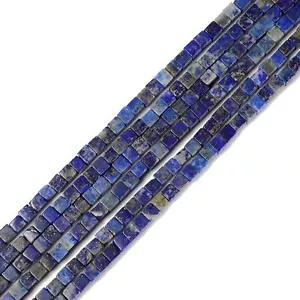Natürlicher Lapis glatter Würfel Perlen Größe 4 mm 15,5"" Strang - Bild 1 von 2