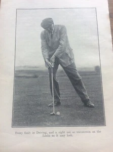 Antique Golf Memorabilia Photo of James Braid Golfing Print Drive Swing Faults - Picture 1 of 1
