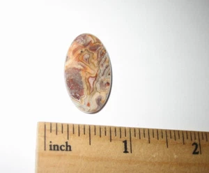 24x14mm POLISHED NATURAL LAGUNA LACE AGATE CRYSTAL STONE CABOCHON MEXICO 2.5g *5 - Picture 1 of 10