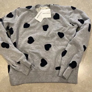 girls comme des garcons grey heart sweatshirt size small - Picture 1 of 4