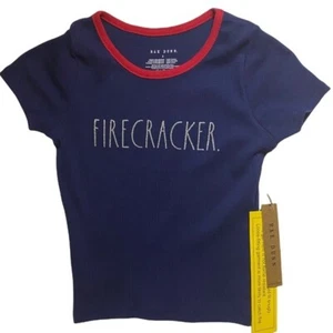 Rae Dunn Pajama Shirt Top FIRECRACKER USA Patriot Blue American Girls 5 Soft - Picture 1 of 5