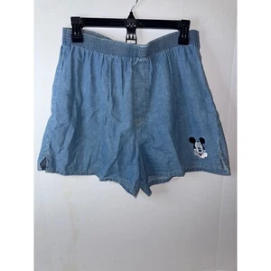 Mickey Unlimited Denim Shorts Elastic Waist Cartoon Character L - Picture 1 of 3